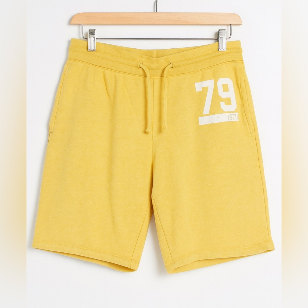 Vintage Y2K Old Navy Mens Yellow Drawstring‎ Sweat Shorts sz L 90's Comfortable